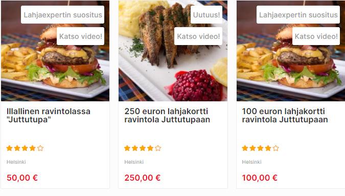 Lahjakortit ravintola Juttutupa Helsinki
