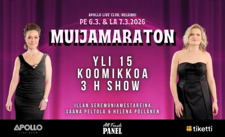 Naistenpäivän komiikkafestivaali 2026: MUIJAMARATON stand up show 2026