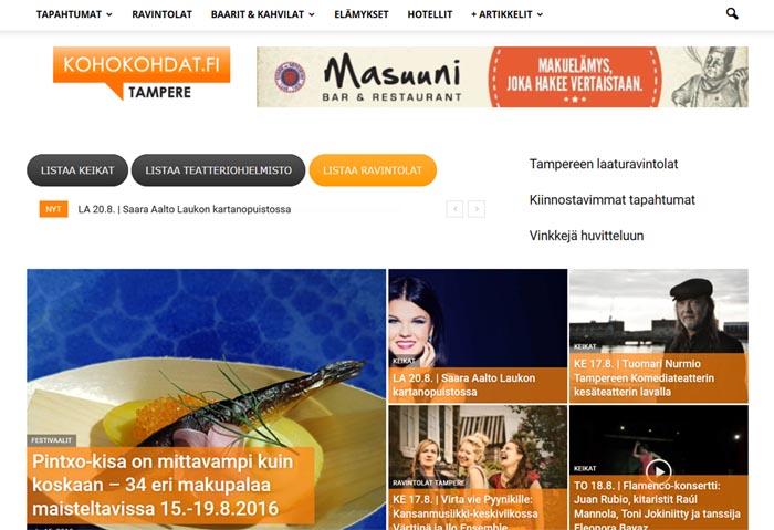 Minne tänään Tampere? Kohokohdat.fi on uusi tapahtumakalenteri ja kaupunkiopas