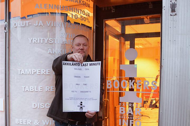 Nappaa viime hetken halpa pöytävaraus ja euron espresso Bookers-pisteestä