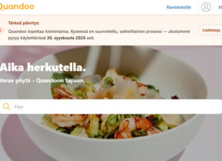Quandoo.fi lopettaa Suomessa – pöytävaraukset palvelun kautta toimivat syksyyn asti Quandoo-pöytävarauspalvelu lopettaa Suomessa