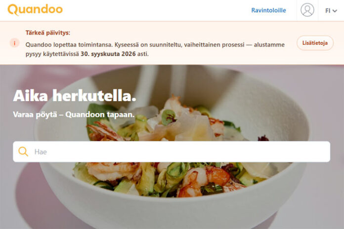 quandoo.fi-lopettaa-suomessa Quandoo-pöytävarauspalvelu lopettaa Suomessa